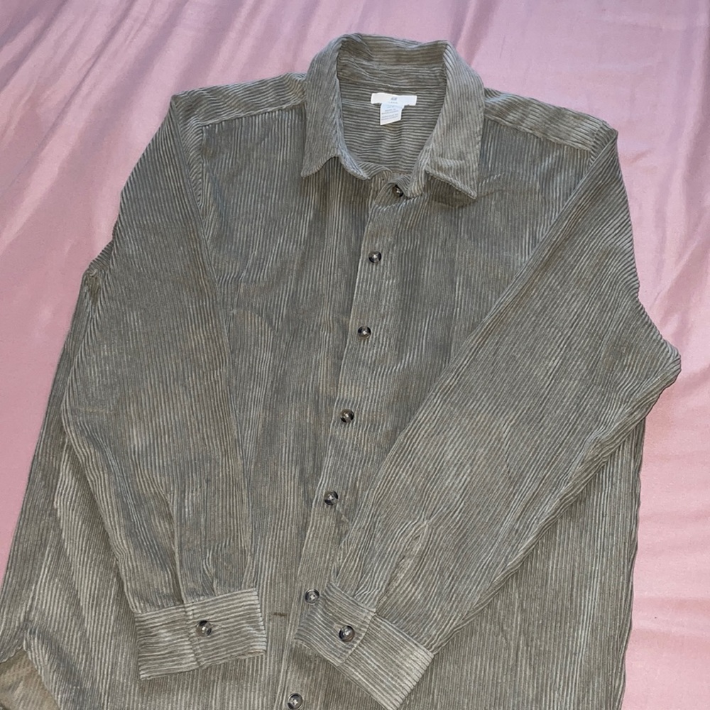 Green/grey cup Corduroy button down